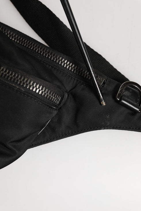 Dolce & Gabbana Black Logo Tape Print Waist Fanny Pack Men's Borse Bag