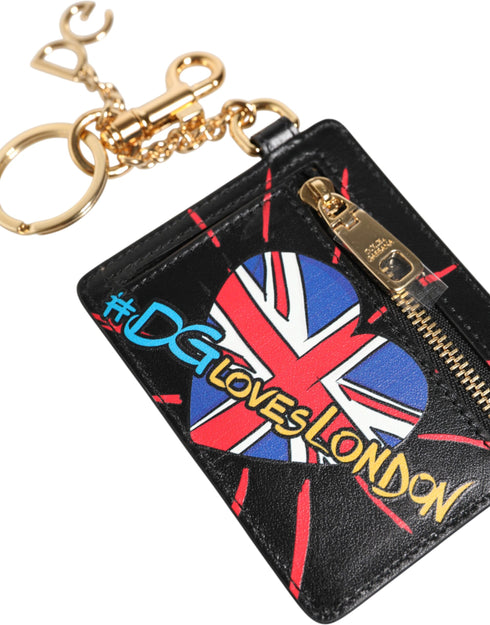 Dolce & Gabbana Black Leather #DGLovesLondon Cardholder Coin Case Keyring