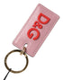 Dolce & Gabbana Pink Calf Leather Logo Metal Ring Men Keychain Keyring