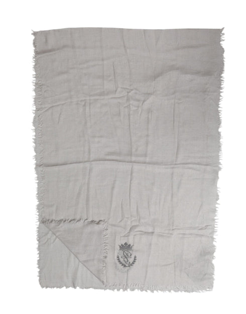 Dolce & Gabbana Gray Cashmere Knit Fringes Neck Foulard 67cm x200cm Foulard Scarf