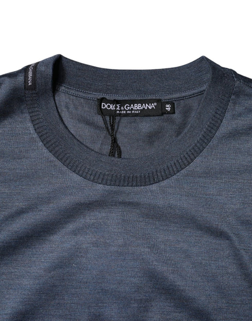 Dolce & Gabbana Blue Silk Crew Neck Short Sleeves Men T-shirt