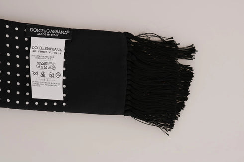 Dolce & Gabbana White Cotton Black Silk Scarf Top T-shirt