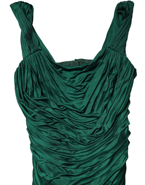 Dolce & Gabbana Green Viscose Drape Jersey Organzine Tank Top