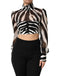 Dolce & Gabbana Zebra Print Chiffon Paneled Crop Blouse Top
