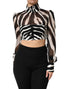 Dolce & Gabbana Zebra Print Chiffon Paneled Crop Blouse Top