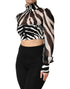 Dolce & Gabbana Zebra Print Chiffon Paneled Crop Blouse Top
