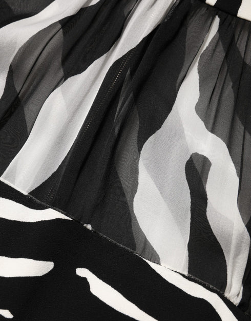 Dolce & Gabbana Zebra Print Chiffon Paneled Crop Blouse Top