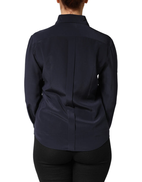 Dolce & Gabbana Blue Collared Long Sleeves Dress Shirt Top