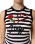 Dolce & Gabbana Black White Cashmere Silk Sleeveless Top