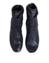 Dolce & Gabbana Dark Blue Deer Leather Mid Calf Boots Shoes