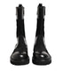 Dolce & Gabbana Black Patchwork Leather Mid Calf Boot Shoes