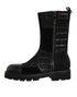 Dolce & Gabbana Black Patchwork Leather Mid Calf Boot Shoes