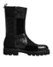 Dolce & Gabbana Black Patchwork Leather Mid Calf Boot Shoes