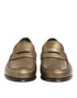 Dolce & Gabbana Gold Leather Slip On Dress Men Loafers Shoes