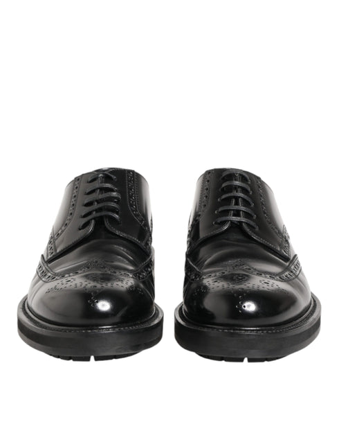 Dolce & Gabbana Black Calfskin Leather Derby Men Dress Shoes