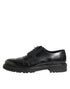 Dolce & Gabbana Black Calfskin Leather Derby Men Dress Shoes