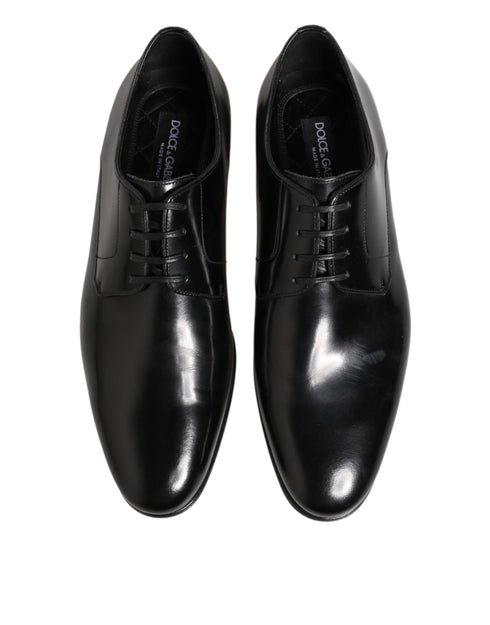 Dolce & Gabbana Black Calfskin Leather Derby Men Dress Shoes