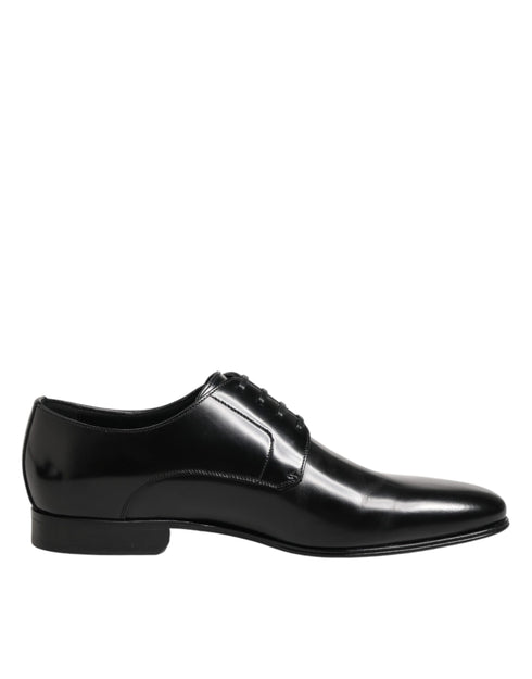 Dolce & Gabbana Black Calfskin Leather Derby Men Dress Shoes
