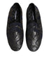 Dolce & Gabbana Black Jacquard Leather Slip On Loafers Shoes