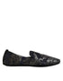 Dolce & Gabbana Black Jacquard Leather Slip On Loafers Shoes