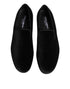 Dolce & Gabbana Black Leather Suede Slip On Loafers Dress Shoes