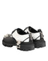Dolce & Gabbana Black White Studded Men Formal Derby Shoes