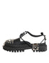 Dolce & Gabbana Black White Studded Men Formal Derby Shoes