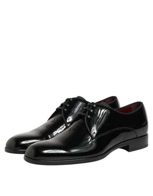 Dolce & Gabbana Black Calfskin Leather Derby Dress Shoes