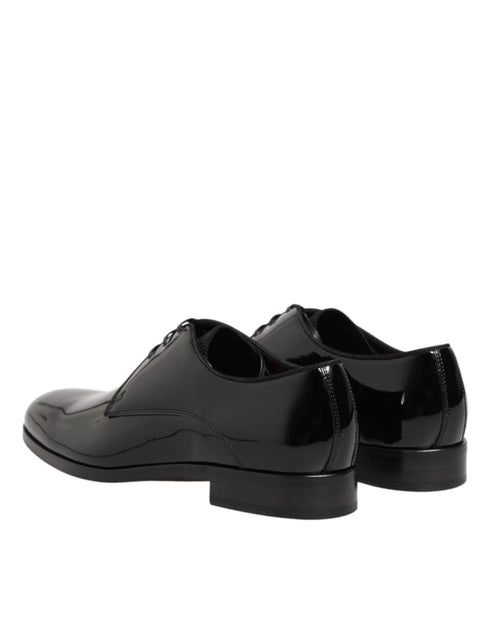 Dolce & Gabbana Black Calfskin Leather Derby Dress Shoes