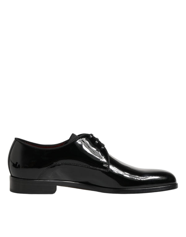 Dolce & Gabbana Black Calfskin Leather Derby Dress Shoes