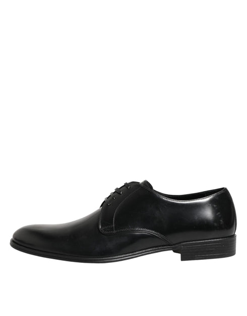 Dolce & Gabbana Black Calfskin Leather Derby Dress Shoes