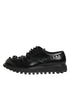 Dolce & Gabbana Black Leather Studded Men Formal Derby Shoes