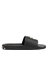 Dolce & Gabbana Black Leather Slides Sandals Beachwear Shoes