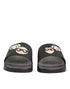 Dolce & Gabbana Black Leather Slides Sandals Beachwear Shoes