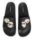 Dolce & Gabbana Black Leather Slides Sandals Beachwear Shoes