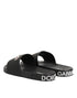 Dolce & Gabbana Black Leather Slides Sandals Beachwear Shoes