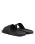 Dolce & Gabbana Black Leather Slides Sandals Beachwear Shoes