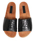 Dolce & Gabbana Black Brown Leather Slides Sandals Shoes