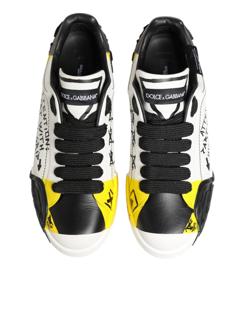 Dolce & Gabbana Multicolor Leather Graffiti Low Top Sneakers Shoes