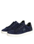 Dolce & Gabbana Blue Leather Suede Low Top Sneakers Shoes