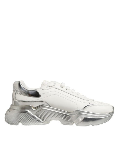 Dolce & Gabbana White Silver Daymaster Low Top Sneakers Shoes