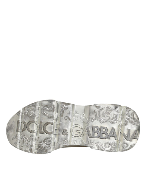 Dolce & Gabbana White Silver Daymaster Low Top Sneakers Shoes