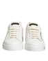 Dolce & Gabbana White Brown Leather Low Top Sneakers Shoes