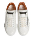 Dolce & Gabbana White Brown Leather Low Top Sneakers Shoes