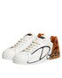 Dolce & Gabbana White Brown Leather Low Top Sneakers Shoes