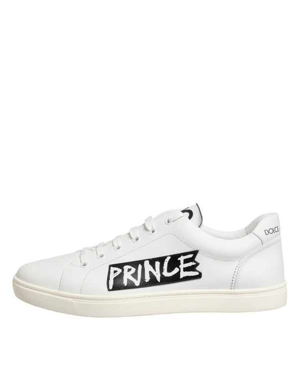 Dolce & Gabbana White Prince Leather Low Top Men Sneakers Shoes