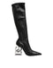 Dolce & Gabbana Black Leather DG Logo Knee High Boots Shoes