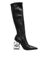 Dolce & Gabbana Black Leather DG Logo Knee High Boots Shoes