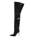Dolce & Gabbana Black Leather Stiletto Knee High Boots Shoes