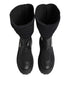 Dolce & Gabbana Black Leather Mid Calf Biker Boots Shoes